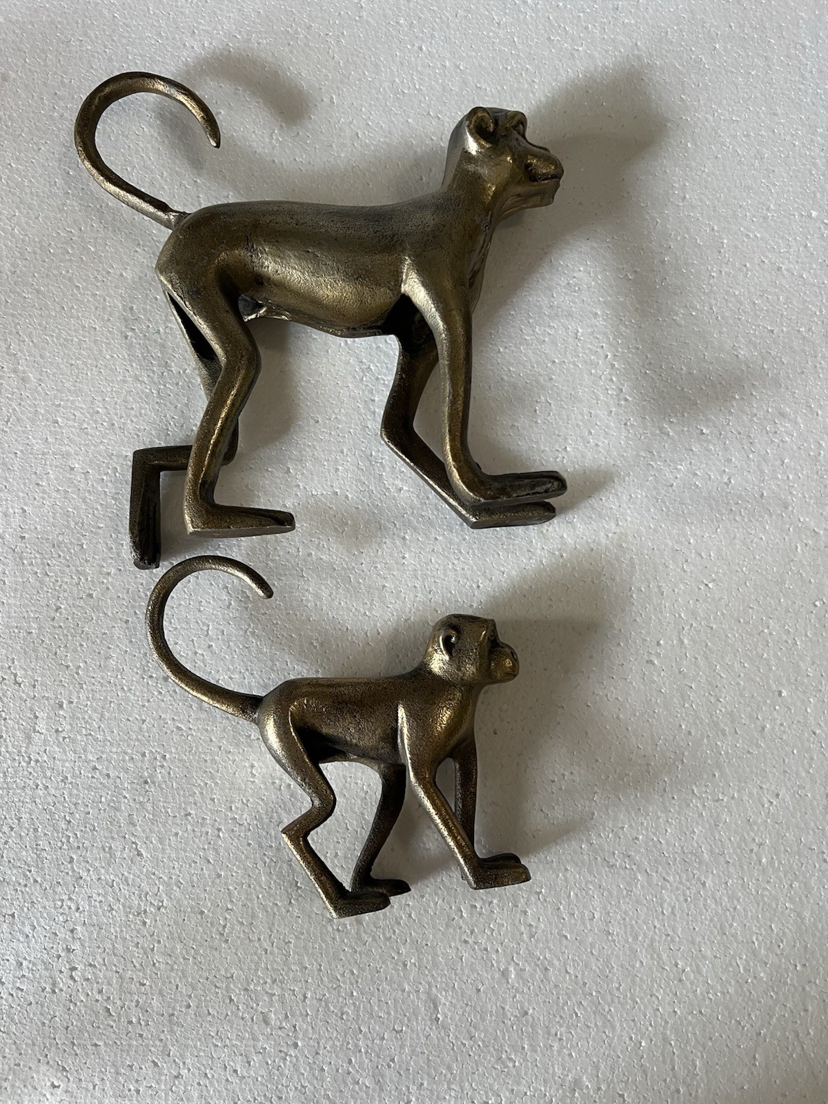 Pair of Bronze Interior Monkey Figurines Hand-Cast, India, Excellent Condition