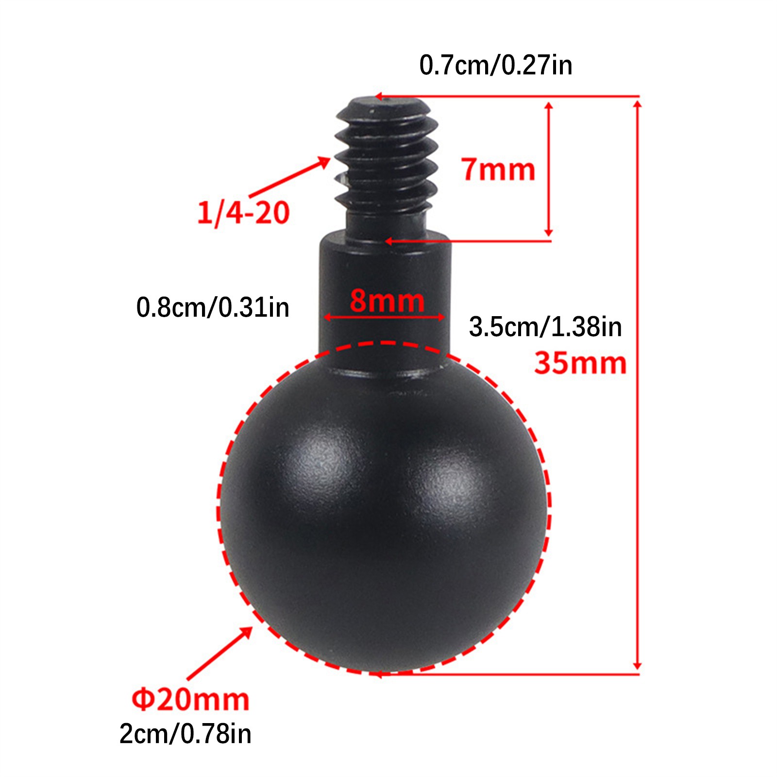 35mm Ball Head To 1/4 Screw Adapter Replacement For Camera Car Mounting Bracket