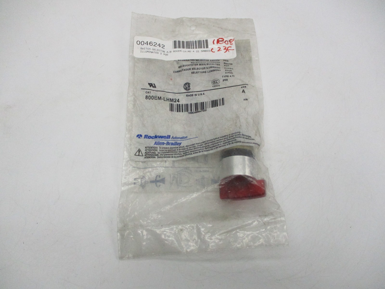 ALLEN BRADLEY 800EM-LHM24 SER.A SELECTOR SWITCH RED NSMP