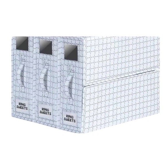 Sto Sto XL Foldable Bedsheet Organizer King Sheets White & Gray 3 Pack