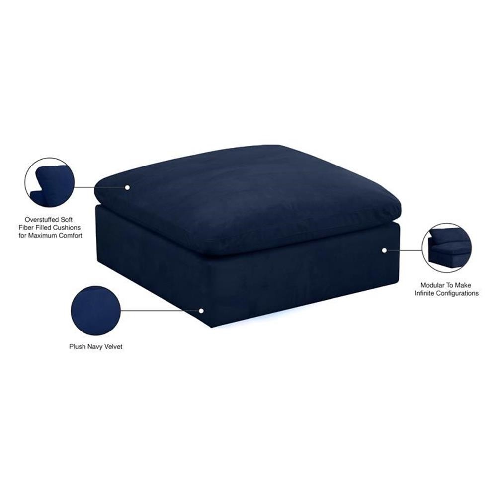Meridian Furniture Cozy Navy Velvet Modular Ottoman