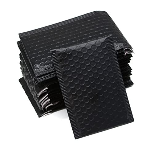25 Pack 4x6 Inches Small Black Poly Bubble Lined Mailers Padded Shipping