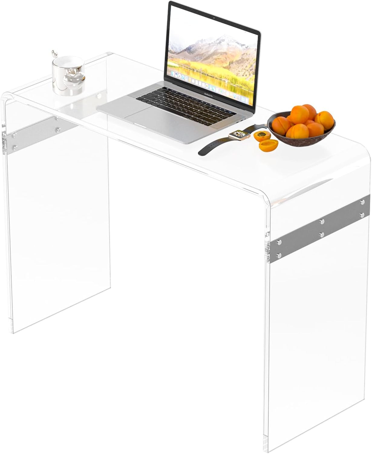 Clear Acrylic Accent Table, 40.9" X 15.0" X 29.3" U-Shape Modern Lucite Console