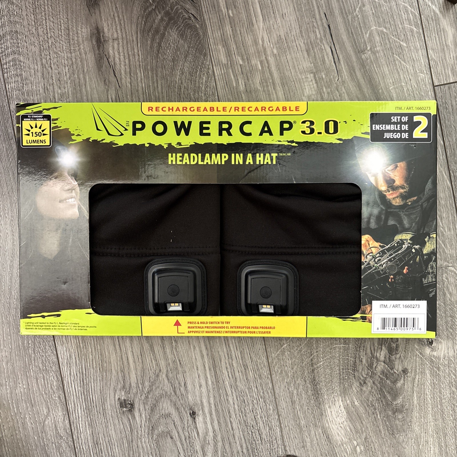 PowerCap 3.0 Headlamp Beanie Hat 150 Lumens 2-Pack Black NEW