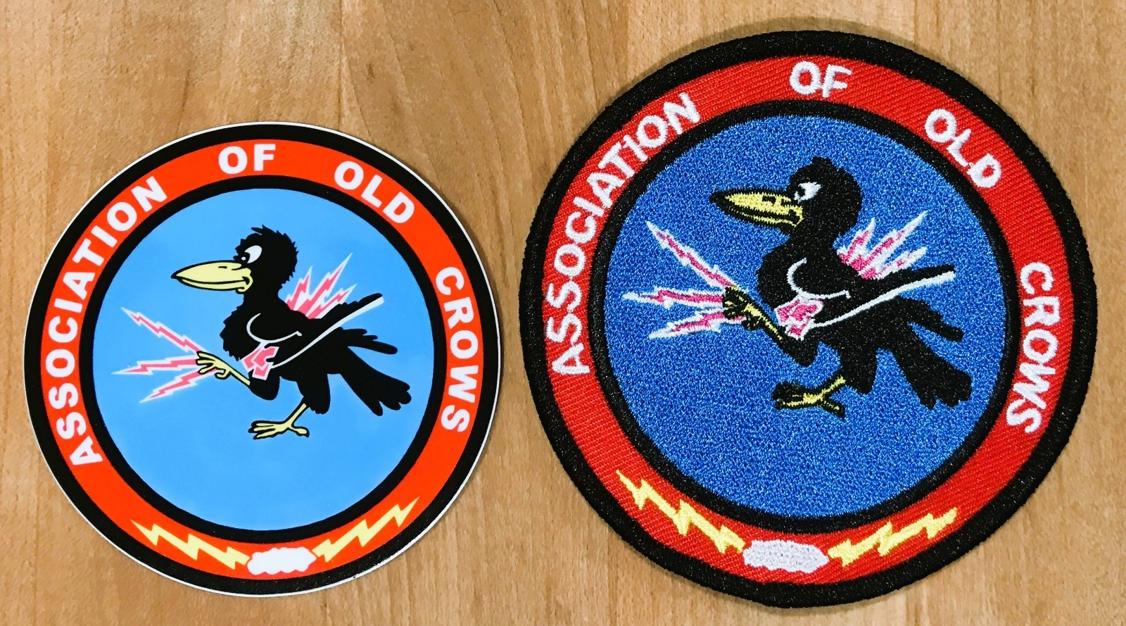 ASSOCIATION OF OLD CROWS PATCH / DECAL COMBO ELECTRONIC WARFARE EWO ELINT SIGINT