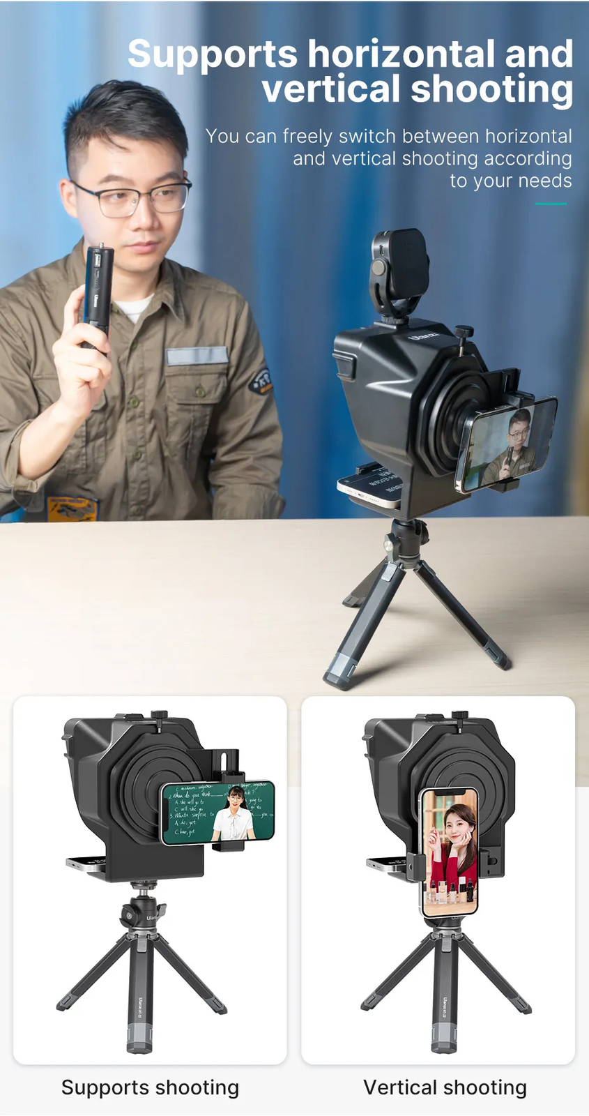 Teleprompter Prompter for Smartphone Phone DSLR Camera Video Making Live Stream