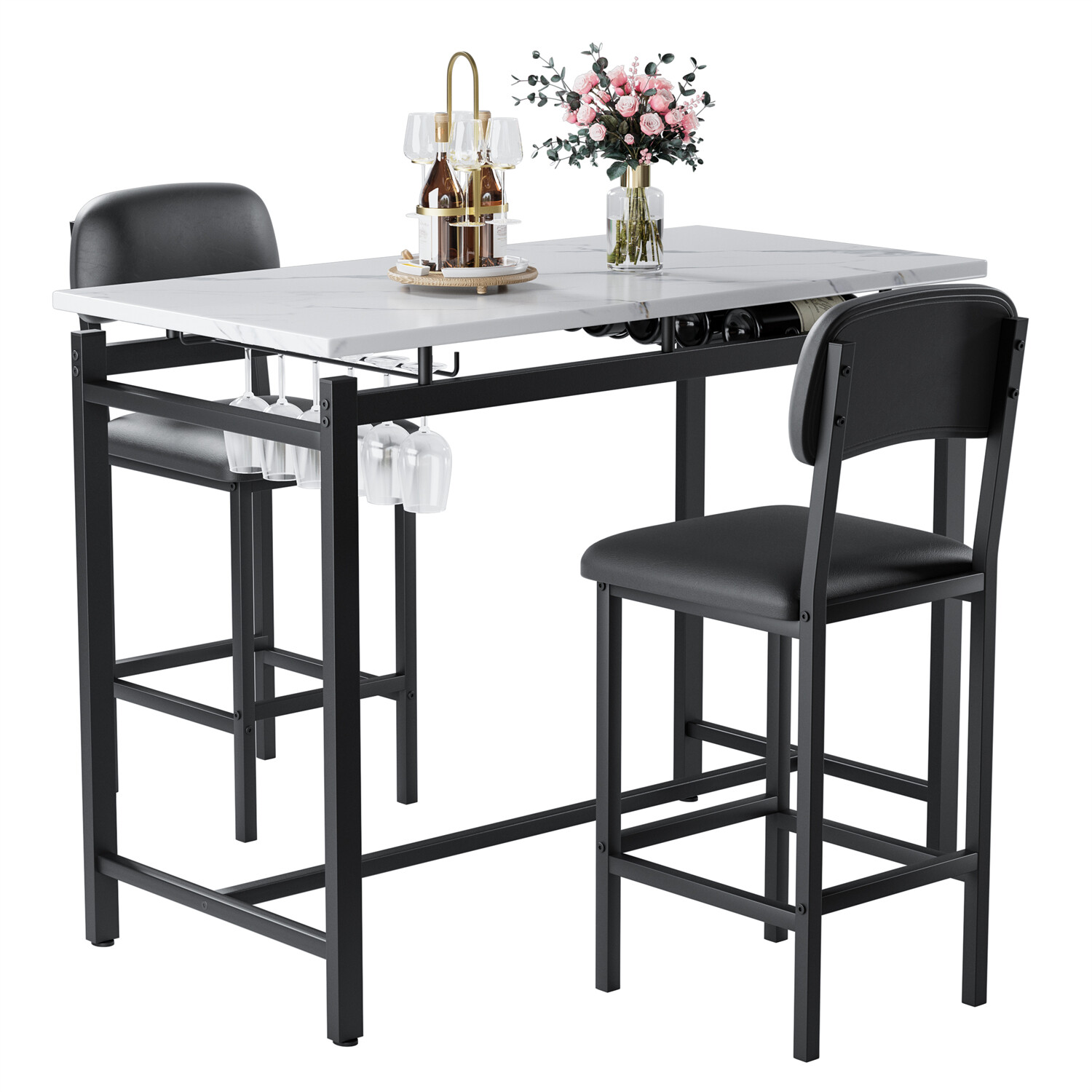 3 Piece Dining Table Set Table and 2 Chairs Home Kitchen Breakfast Furniture