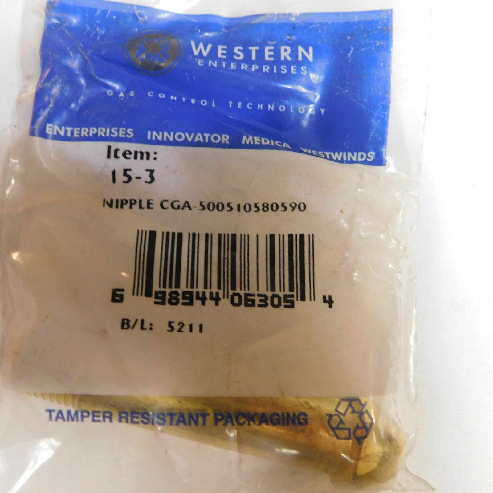 Western Enterprises 15-3 Nipple CGA-500510580590