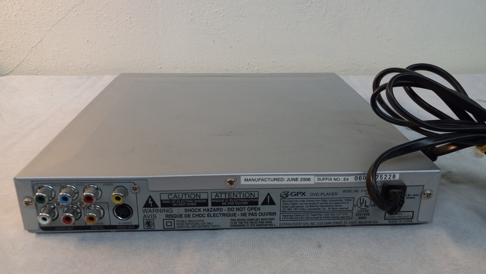 GPX D1816 DVD PLAYER - Working - No Remote