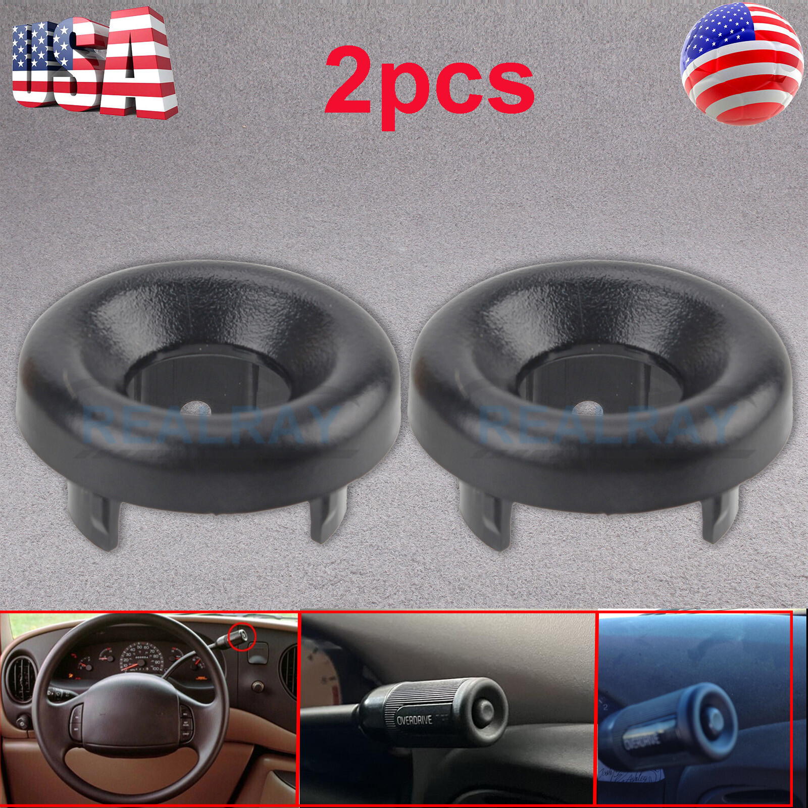 Transmission Overdrive Switch Button Gear Shifter Handle Bezel Cap Ring for Ford