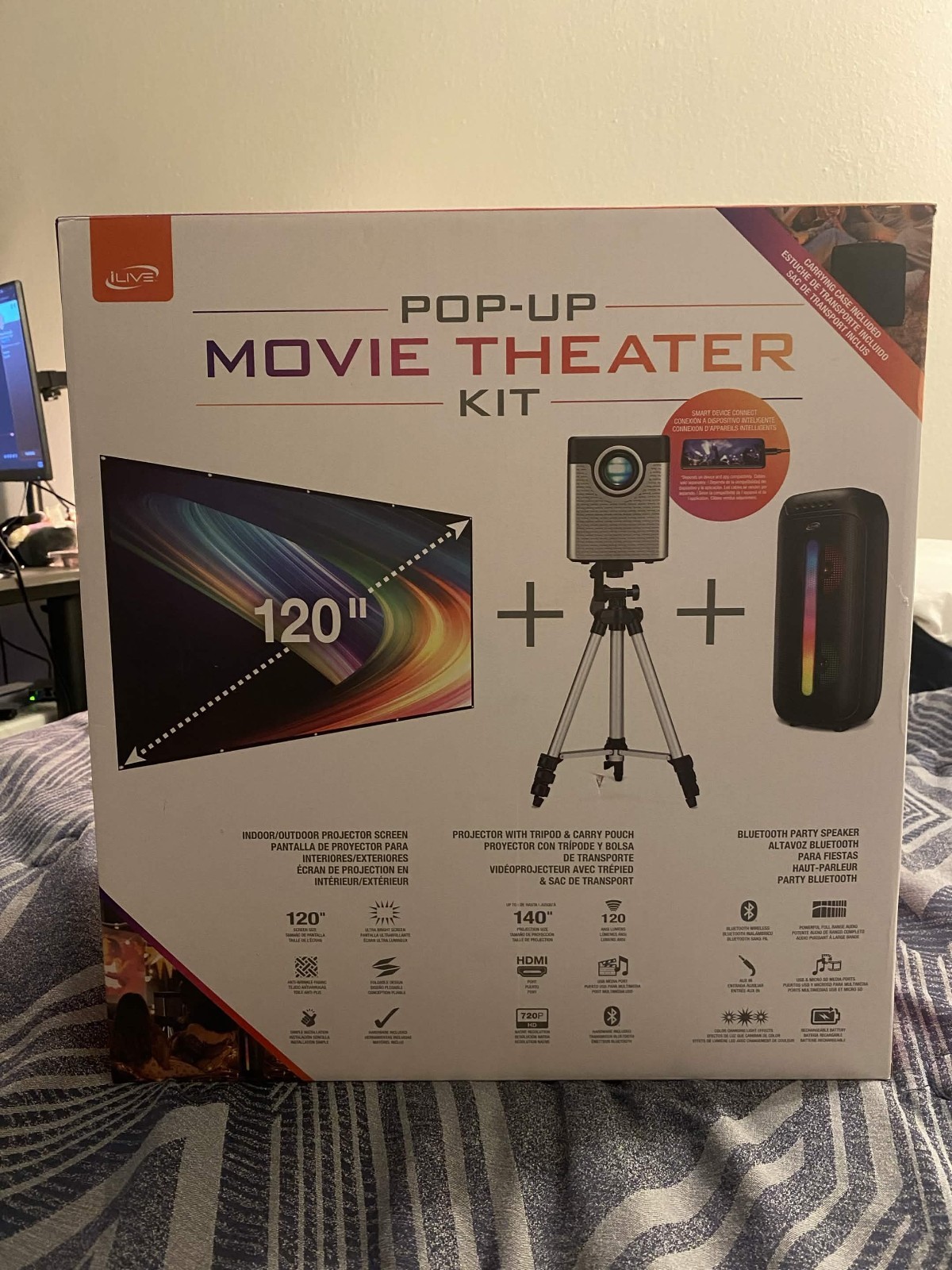 (SEALED/NEW) Portable iLive Cinema Pop-Up Movie Theater Kit, Indoor & Outdoor
