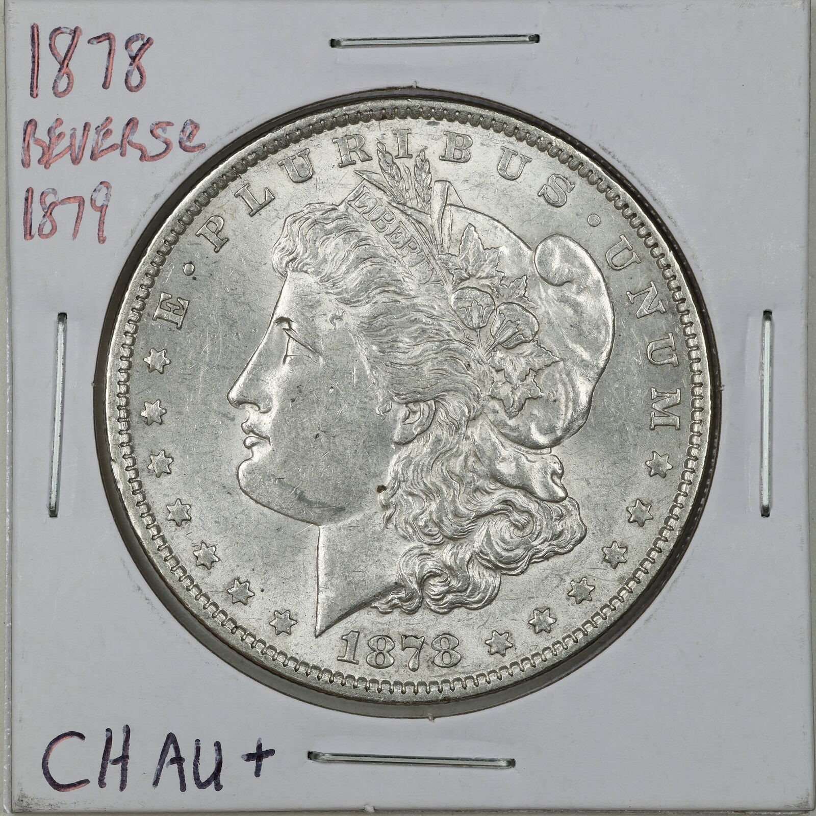 1878 Reverse of 1879 $1 Morgan Silver Dollar in Choice AU+ Condition #06673