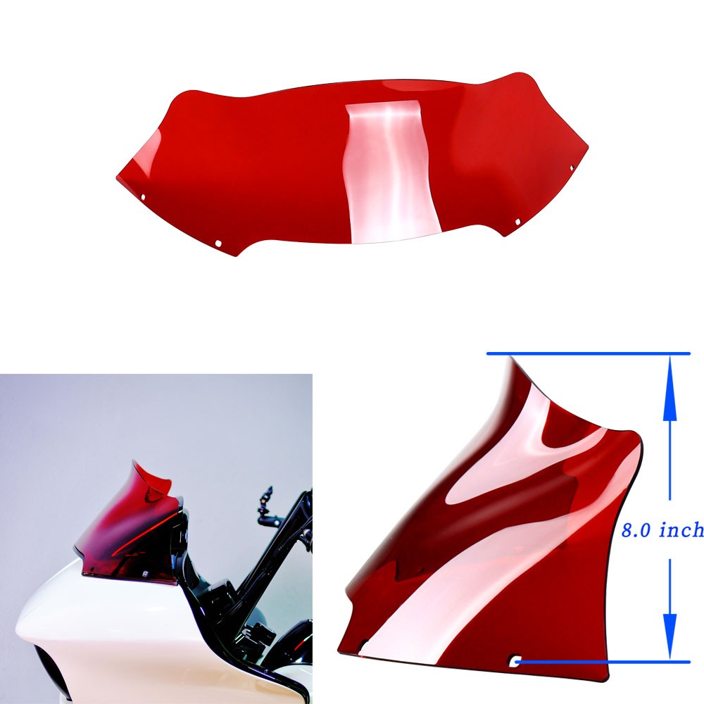Red 8.0" Tall Windshield Windscreen for Harley Road Glide ST Road Glide Custom