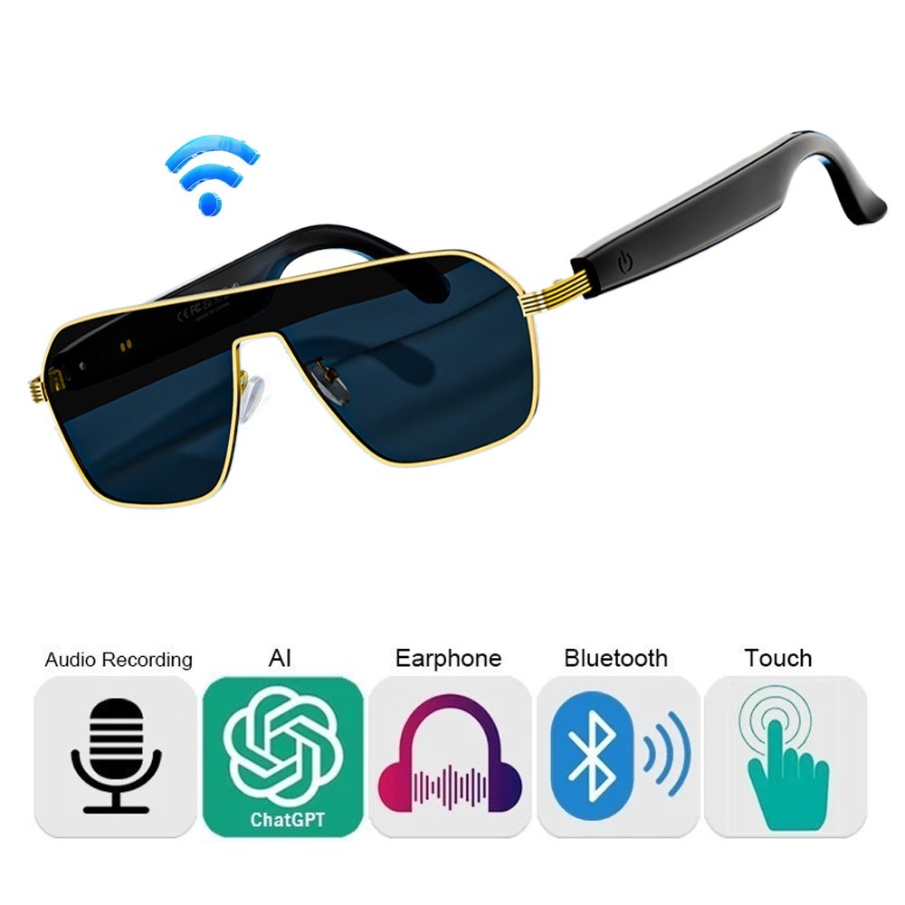 Smart AI Glasses Polarized Sunglasses App AI Translation Bluetooth Music Headset