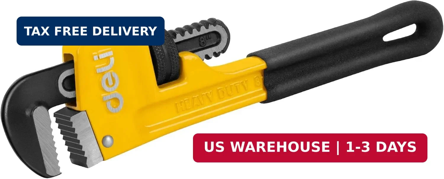 Pipe Wrench 8-inch, Heavy Duty Straight Adjustable Wrench, Professional Plu