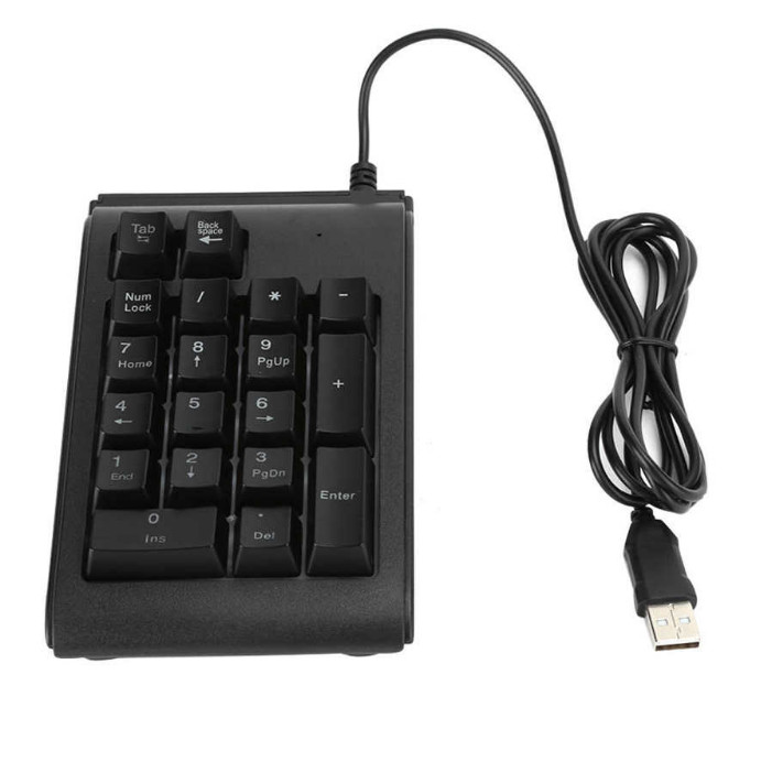 19 Keys Number Keyboard USB Wired Numpad Mini Numeric Keypad with LED Backlight