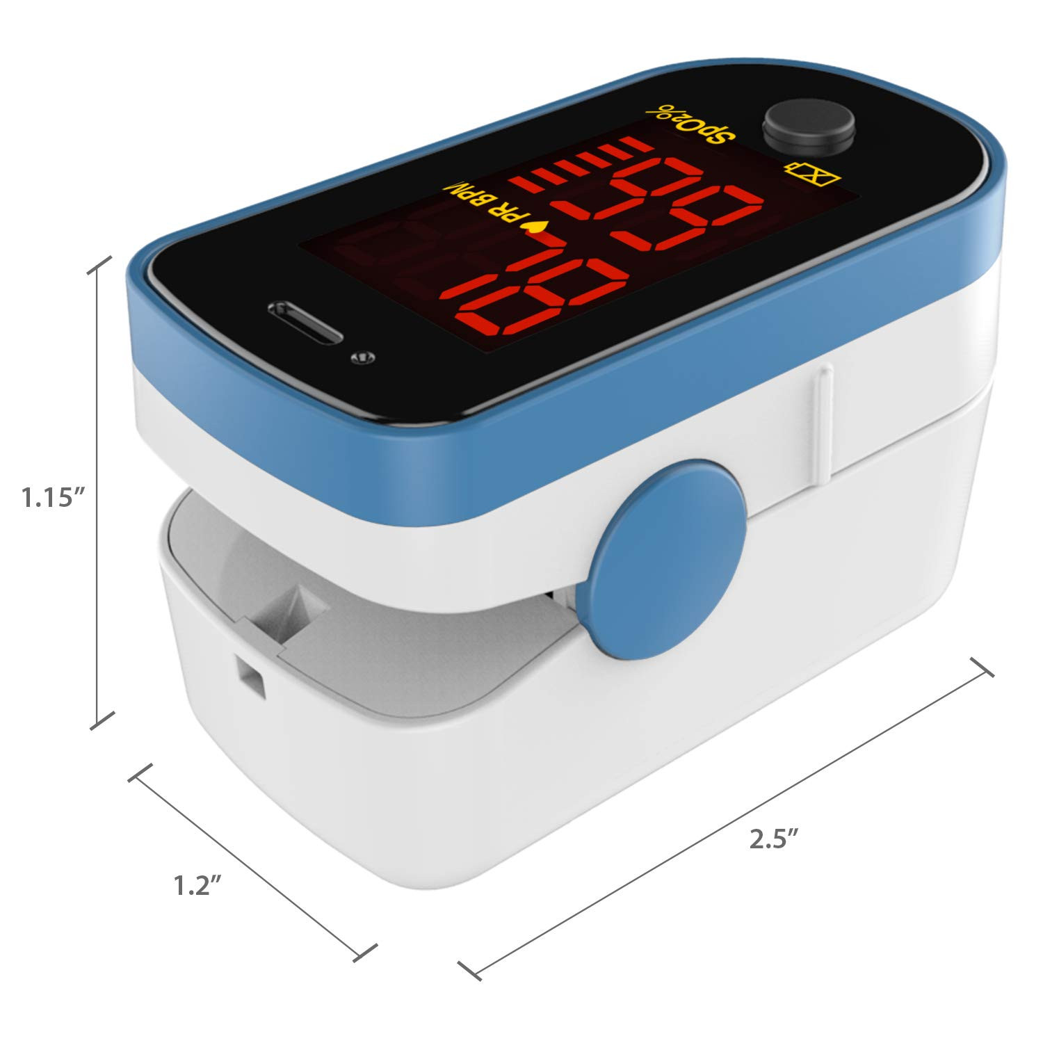 CHOICEMMED Finger Pulse Oximeter - Blue Blood Oxygen Monitor with Batteries - Po