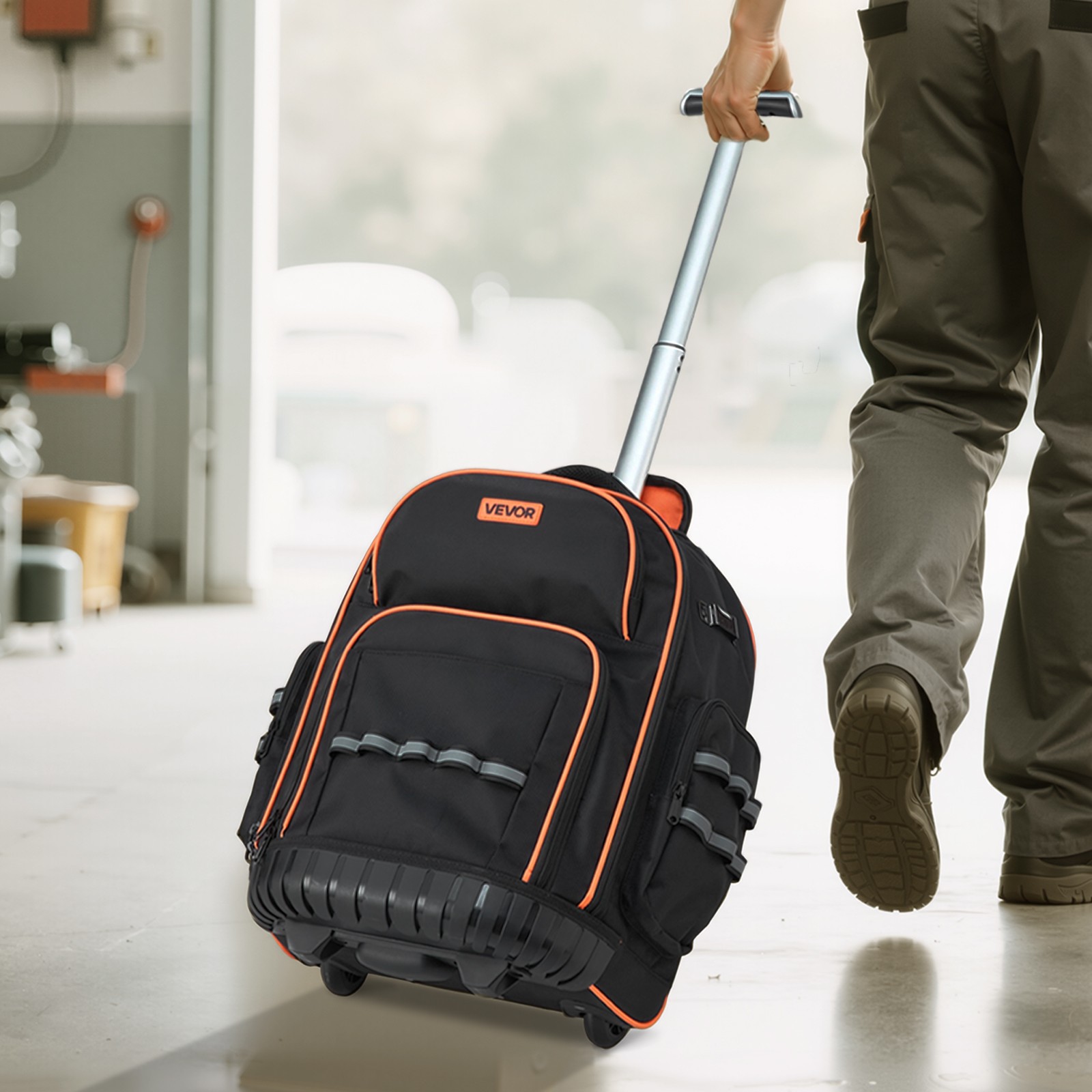 VEVOR Rolling Tool Backpack 45 Pockets Heavy Duty Roller Tool Bag on Wheels