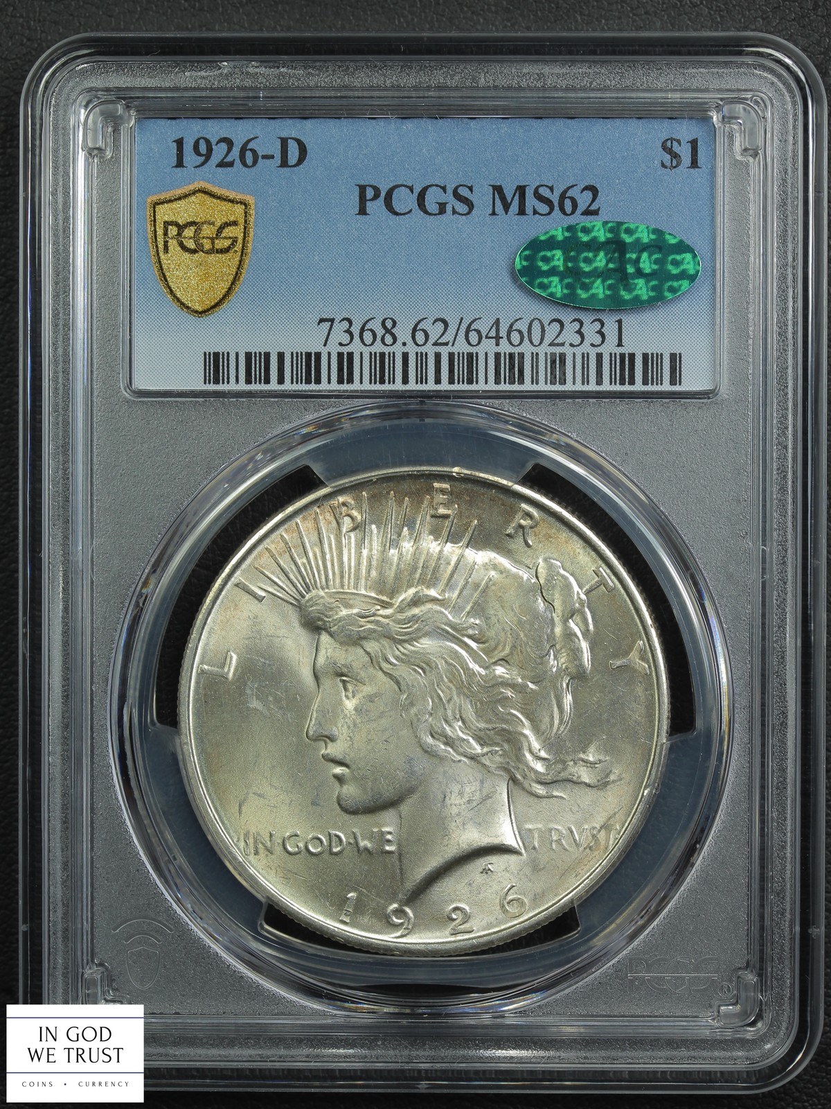 1926 D Peace Silver Dollar $1 PCGS MS 62 CAC