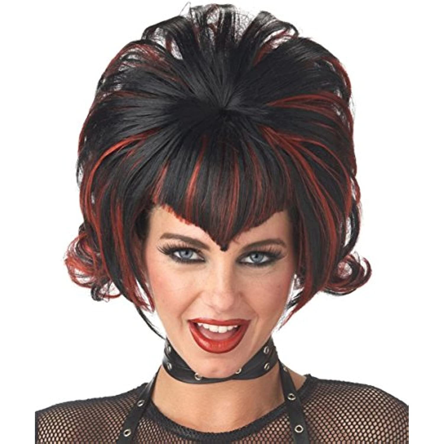 Goth Flip Wig - Black/Burgundy -   Costume Accessory - Seasonal Visions