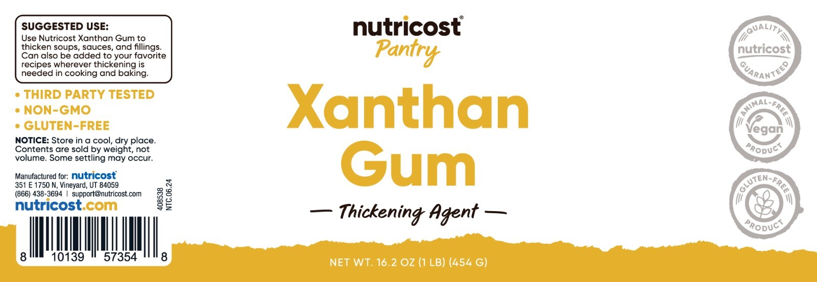 Nutricost Pantry Organic Xanthan Gum (1 LB) - Gluten-Free, GMO-Free