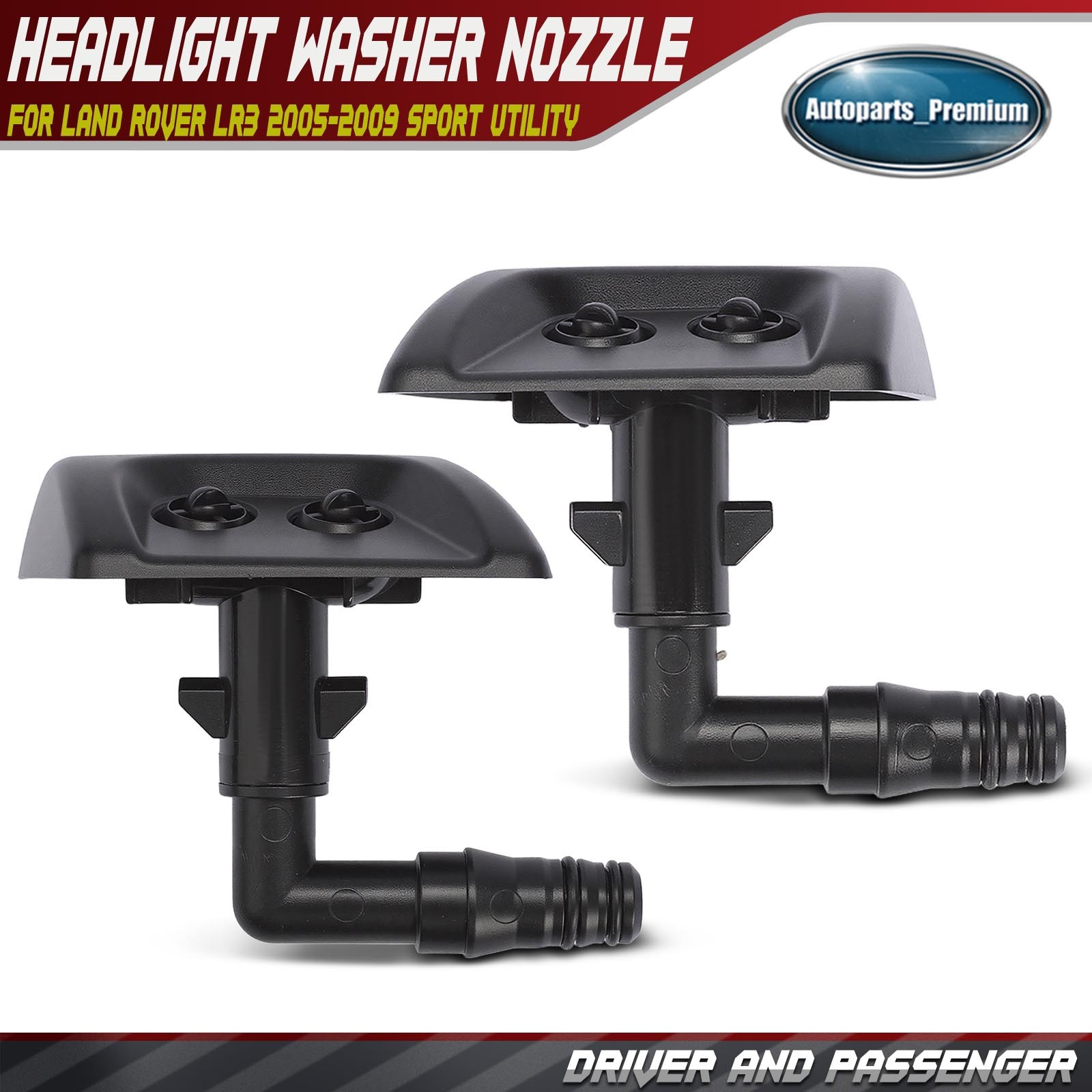 2Pcs Left & Right Side Headlight Washer Nozzle for Land Rover LR3 2005-2009 SUV