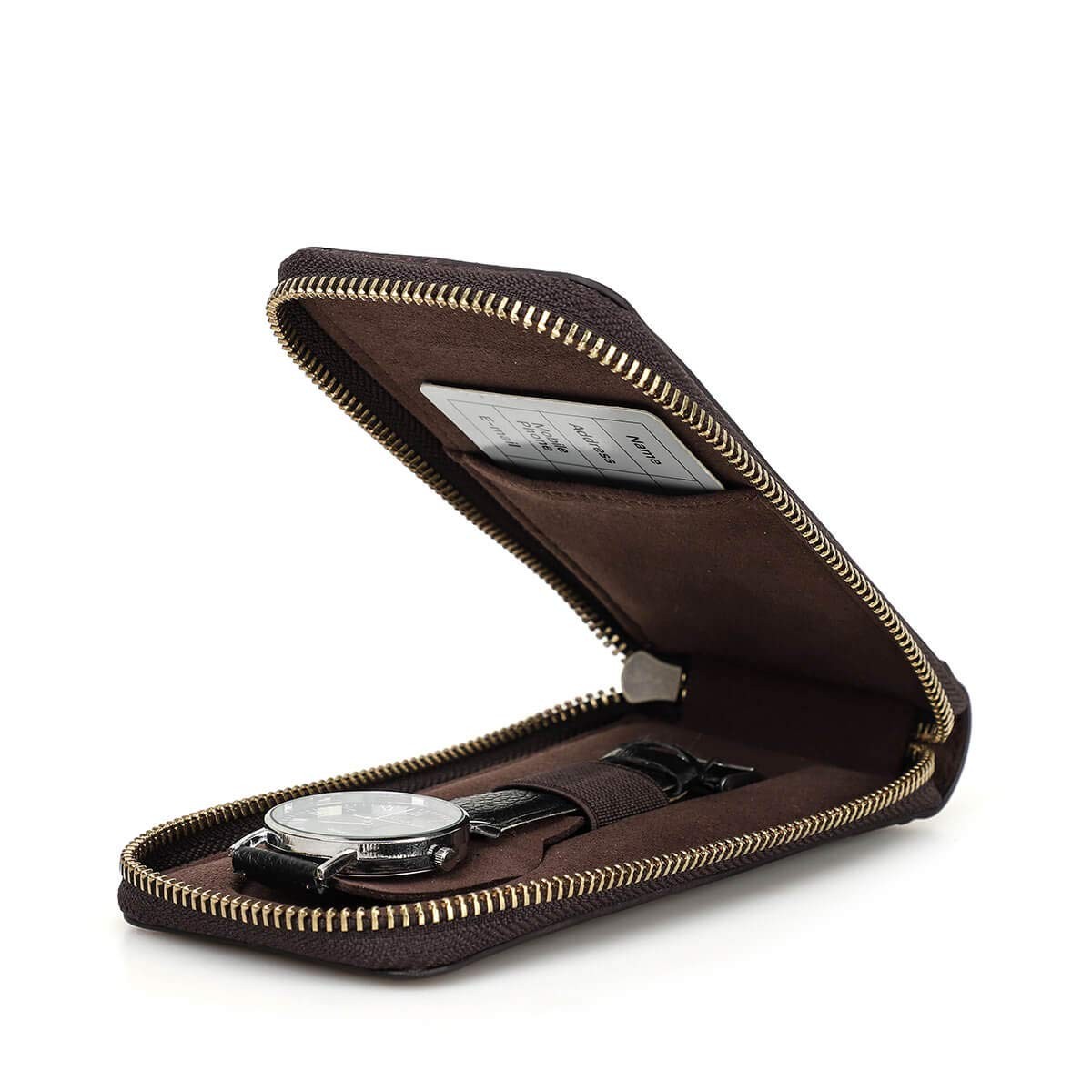 Hiram Genuine Leather Watch Bracelet Storage Bag Case, Portable Travel Watch ...