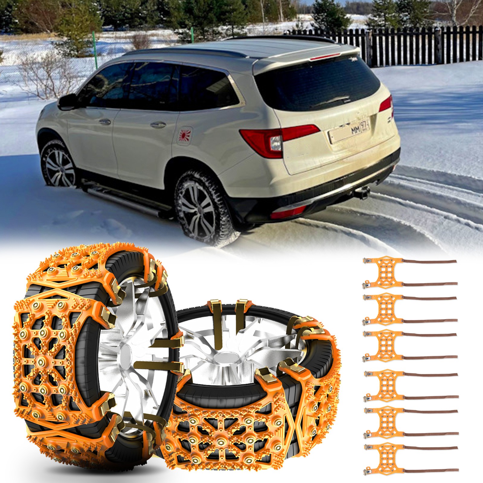 For Honda Pilot 6x Car Wheel Tire Snow Chains Emergency Traction TPU Anti-skid