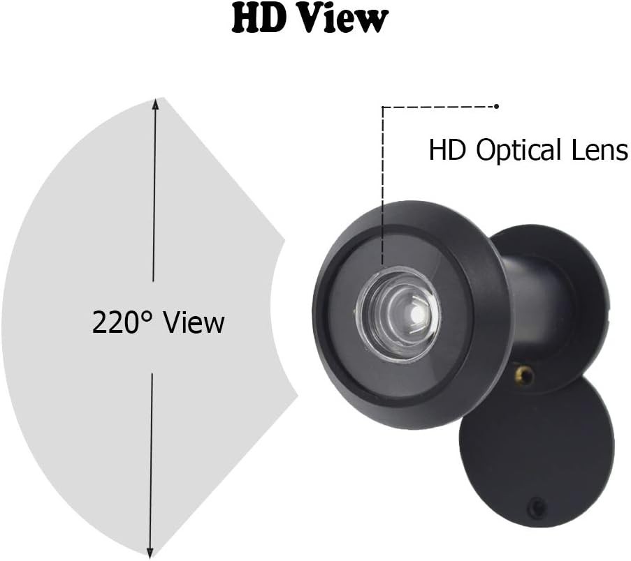 Secure Solid Brass Door Viewer with 220-Degree Lens for Enhanced Privacy - Black