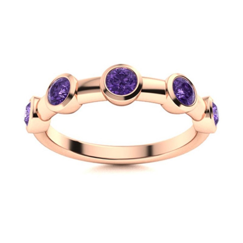 Amethyst Gemstone Statement Eternity Elegant New Ring 925 Sterling Silver