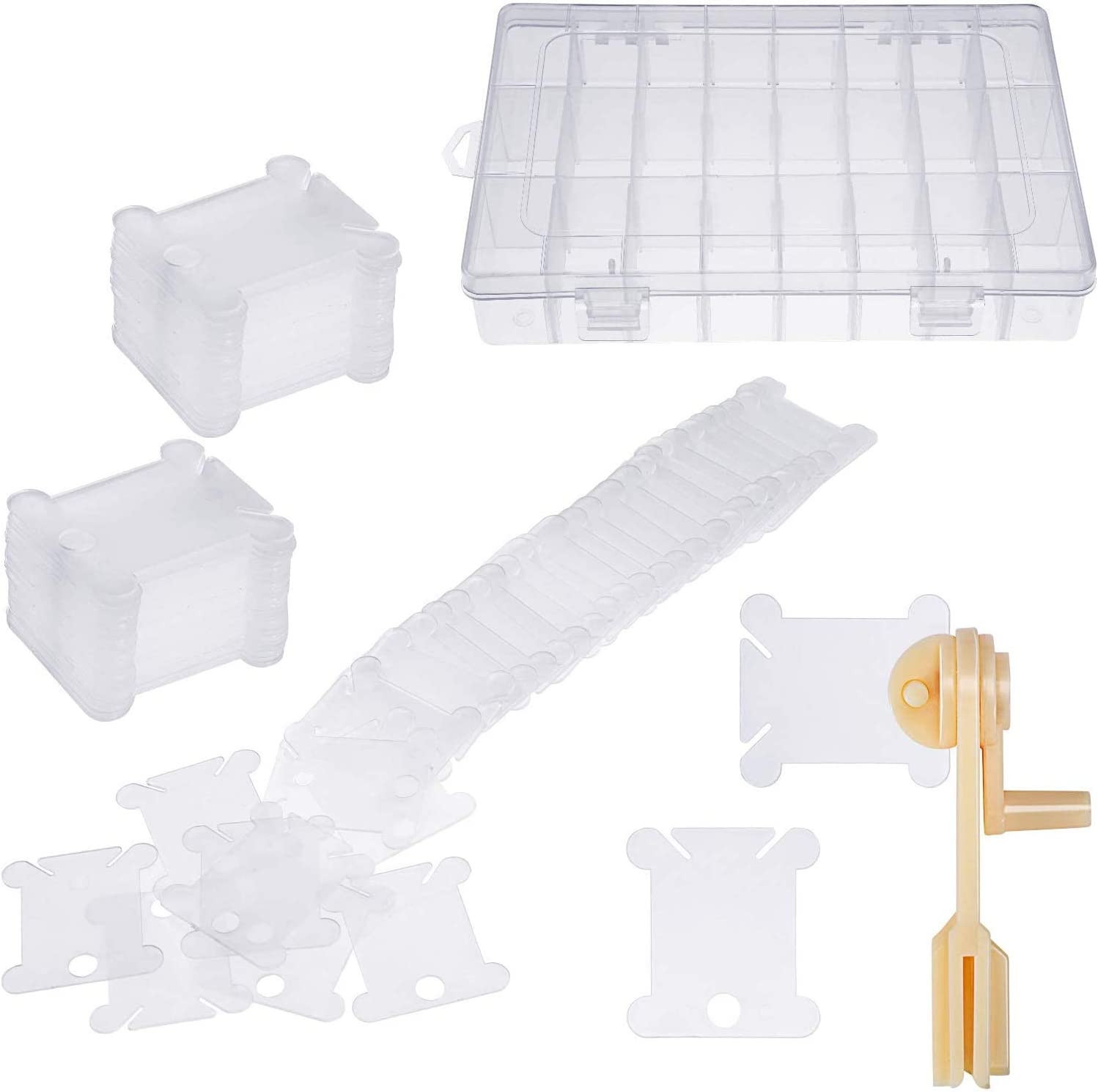 Embroidery Floss Organizer Box Tools with 100 Pcs Plastic Floss Bobbins 1 Bobbin