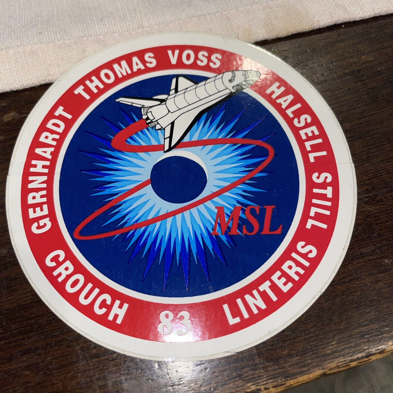 NASA STS-83 Sticker CROUCH GERNHARDT THOMAS VOSS HALSELL STILL LINTERIS