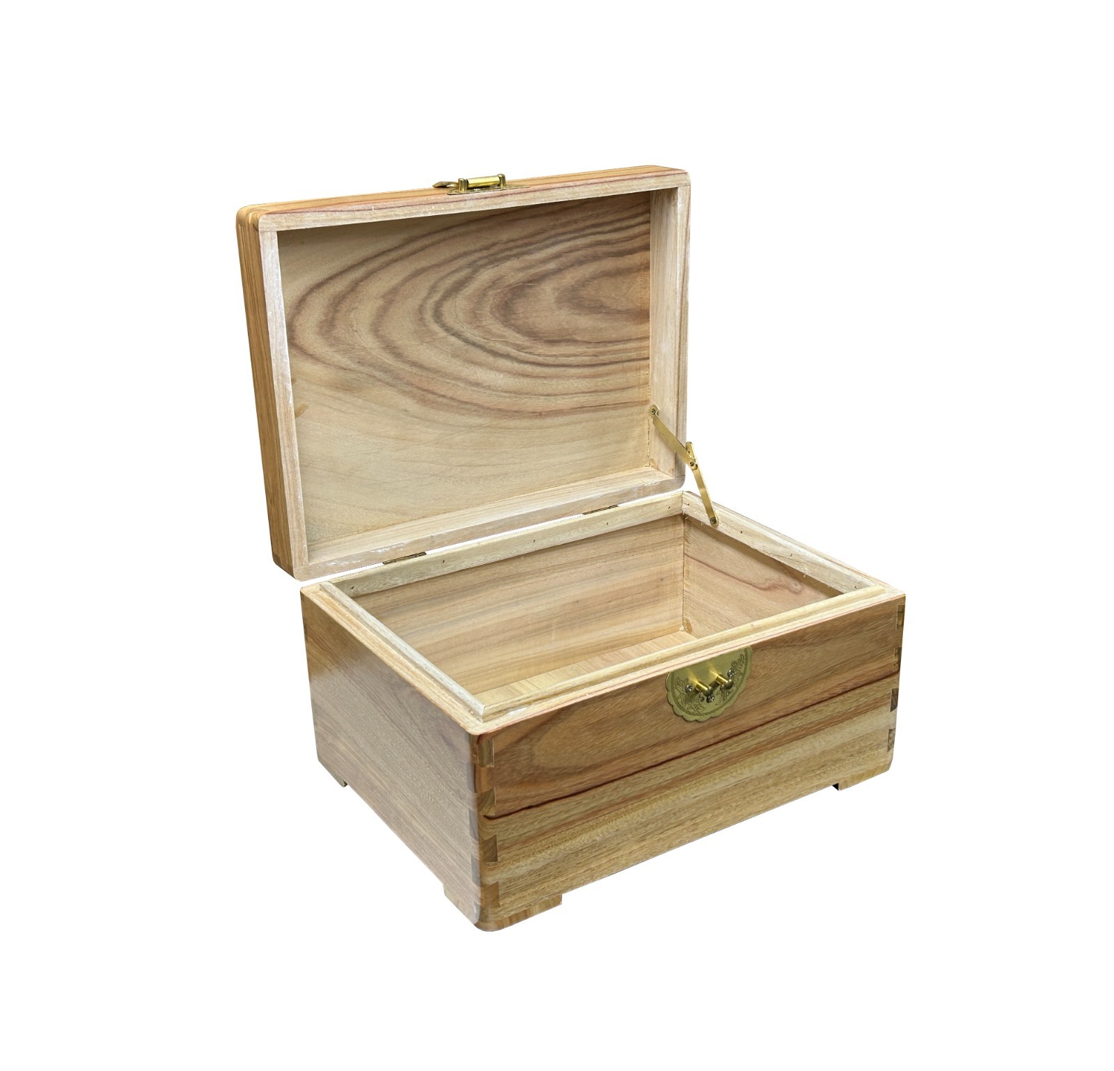 Chinese Light Tan Brown Rectangular Camphor Wood Storage Box Chest GB039