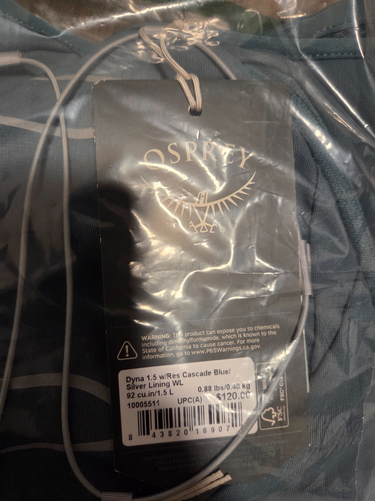 Osprey Dyna 1.5 W/Res Cascade Blue/Silver Lining WL