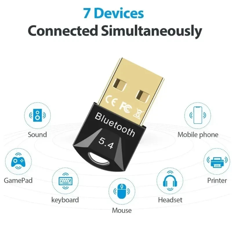 USB Bluetooth 5.0 Wireless Stereo Audio Music Adapter Dongle Receiver For TV PC