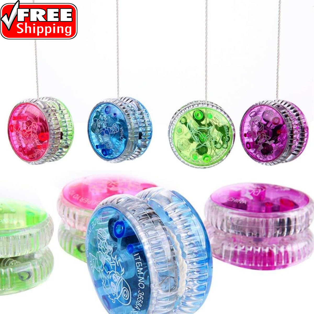 LED Light up Yo Yo Yoyo for Kids Beginner Yo Yo 4 Pack (4 Pack LED Light up Yo Y