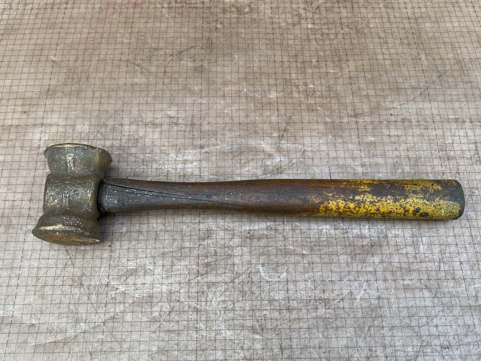 VTG ARROW 20 oz Solid Brass Hammer Railroad Blacksmith Machinist Tool Nice Rare