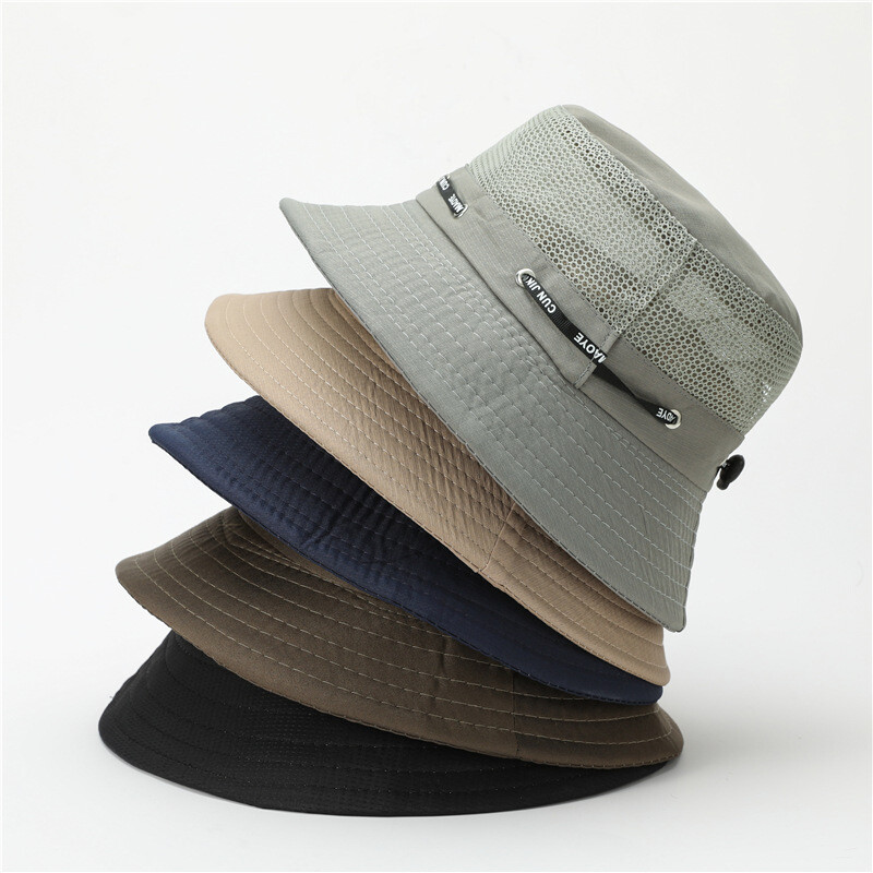 Men's Summer Mesh Bucket Hat Wide Brim Outdoor Fishing Hiking Sun Protection Cap