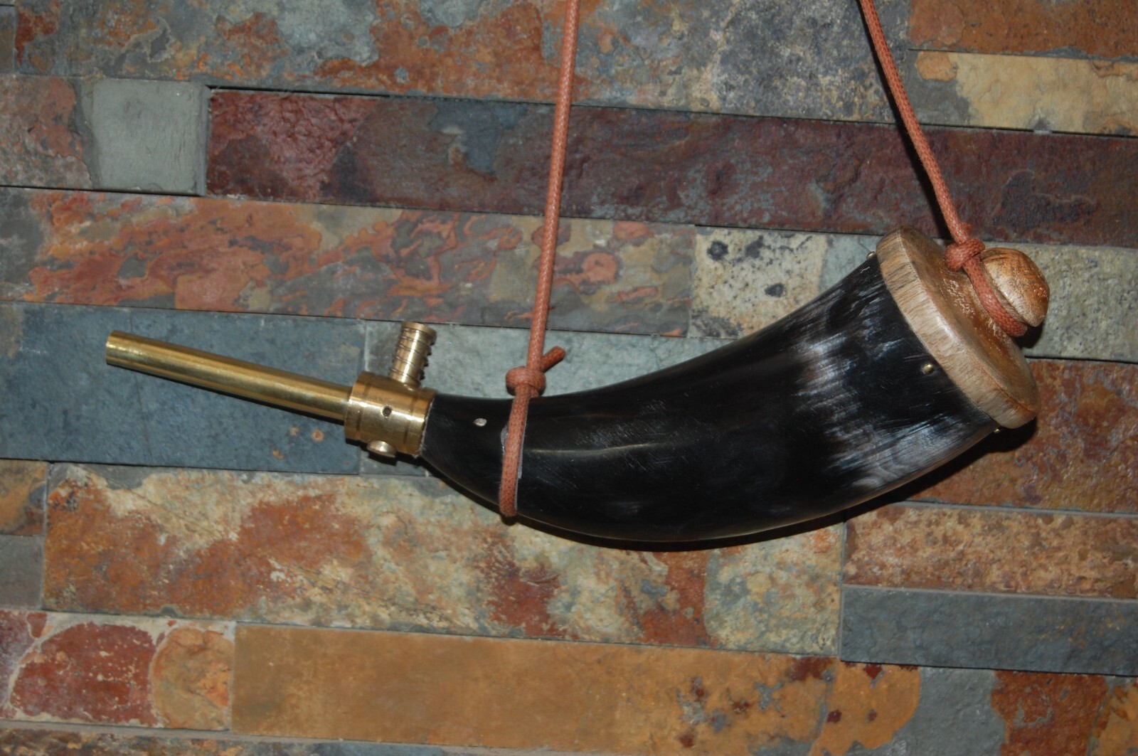 Genuine Horn Brass Spout Powder Horn Reenactment Mountain Man Rendezvous