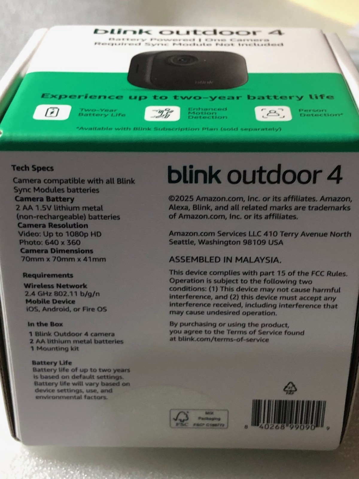 Blink Outdoor 4 Wireless Camera Two-Way Talk Add-On Camera Black No Module BLA16
