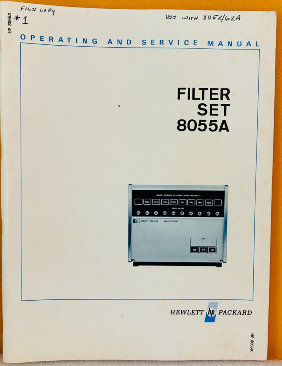HP 08055-90000 Model 8055A Filter Set Operating & Service Manual.