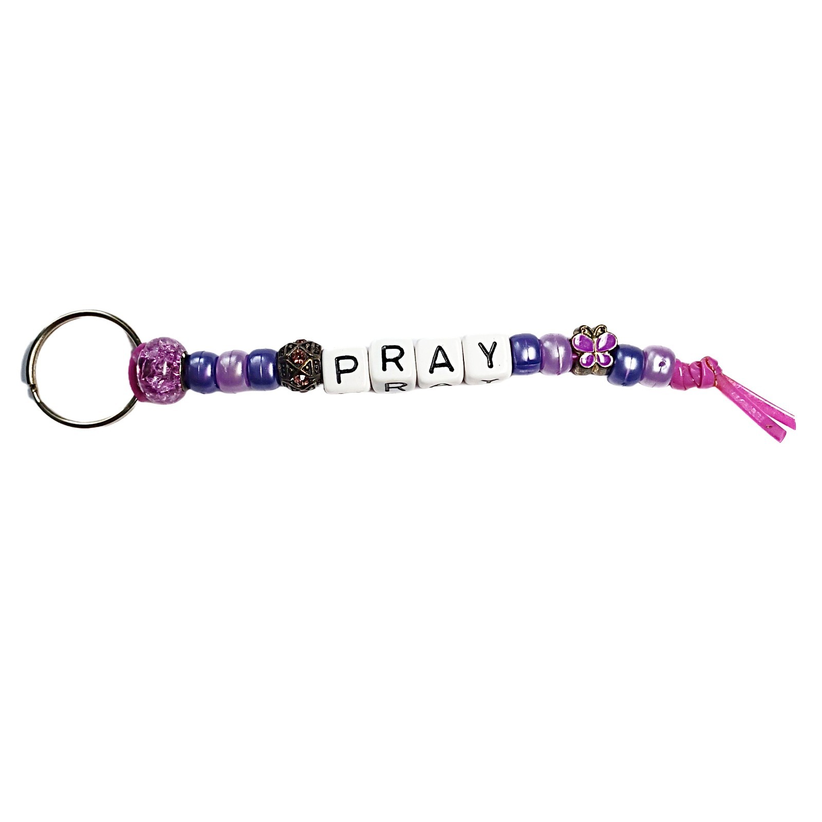Faith Based Stretchy Pray Beaded Bracelet-Purple