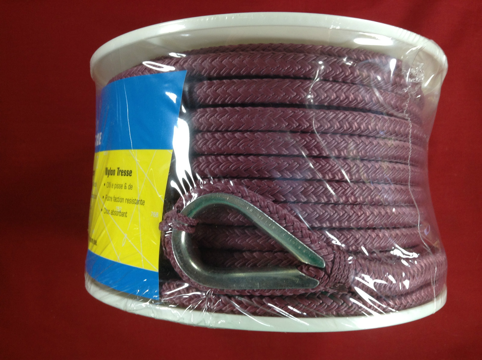 ANCHOR LINE 3/8" X 100' BRAIDED NYLON BURGUNDY SEACHOICE 42241
