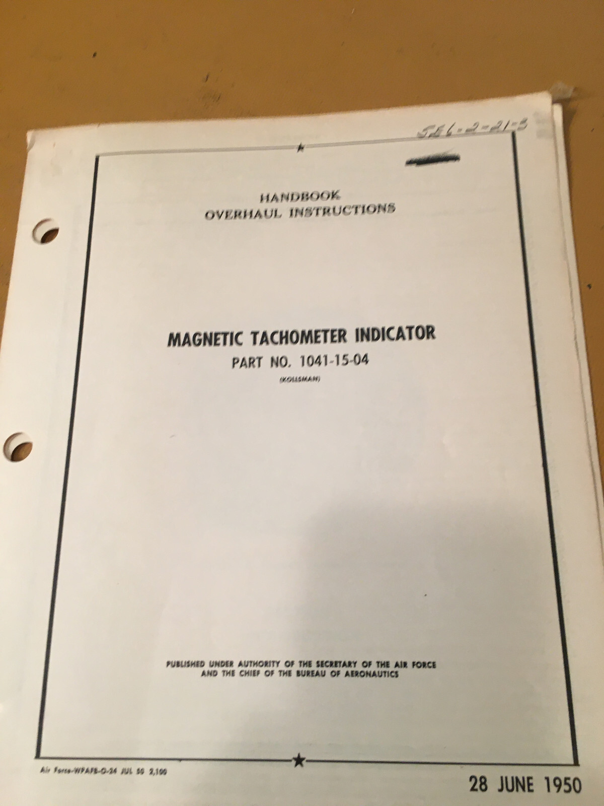 Kollsman Magnetic Tachometer Indicator 1041-15-04 Overhaul Instructions