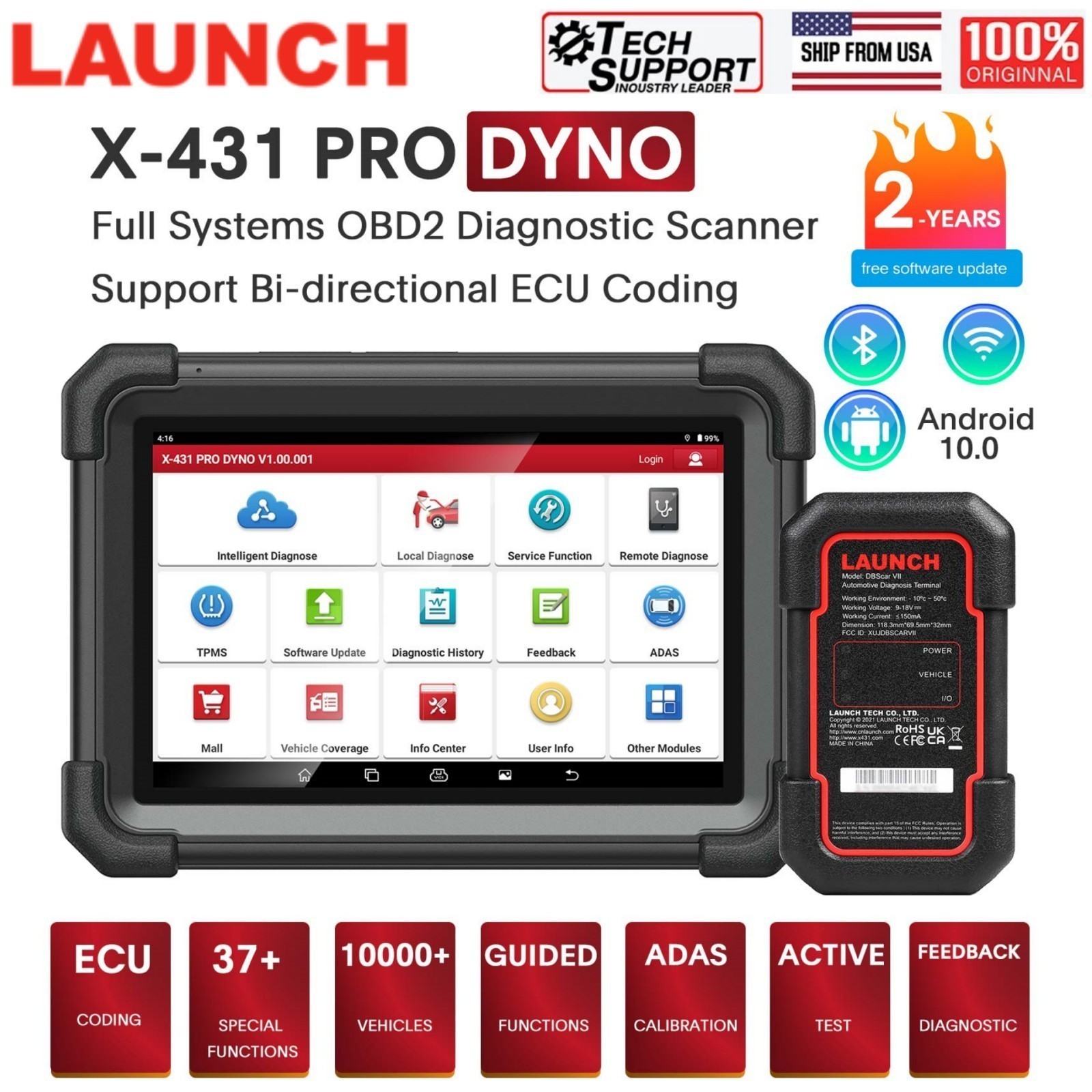 LAUNCH X-431 PRO DYNO Full Systems OBD2 Diagnostic Scanner Support E.CU Coding