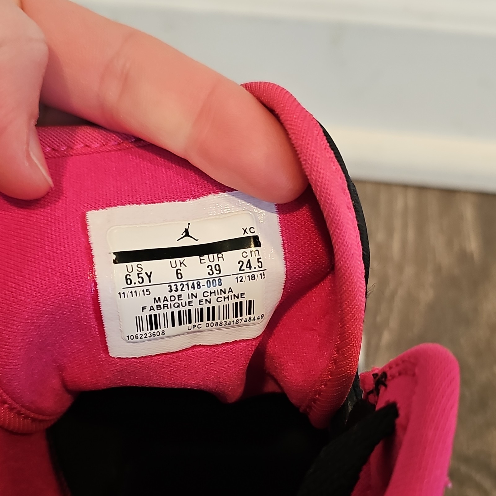 Jordan Air Jordan Black Pink High Top Kids Sneakers 6.5Y 332148-008