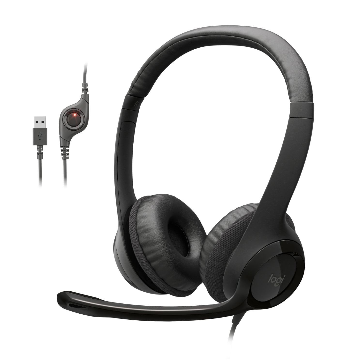 Logitech H390 Wired Headset PC/Laptop Stereo Headphones - Black