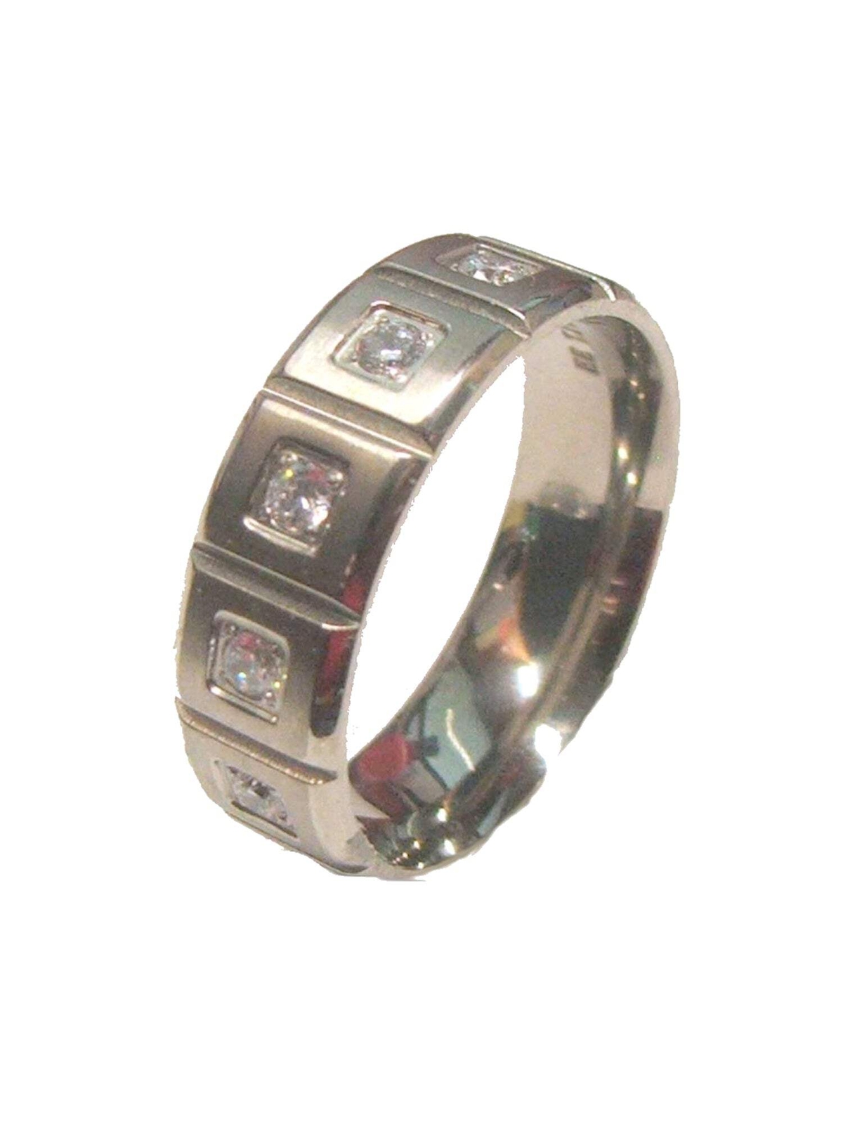 Men's Titanium Cubic Zirconia Eternity Wedding Engagement Ring Band