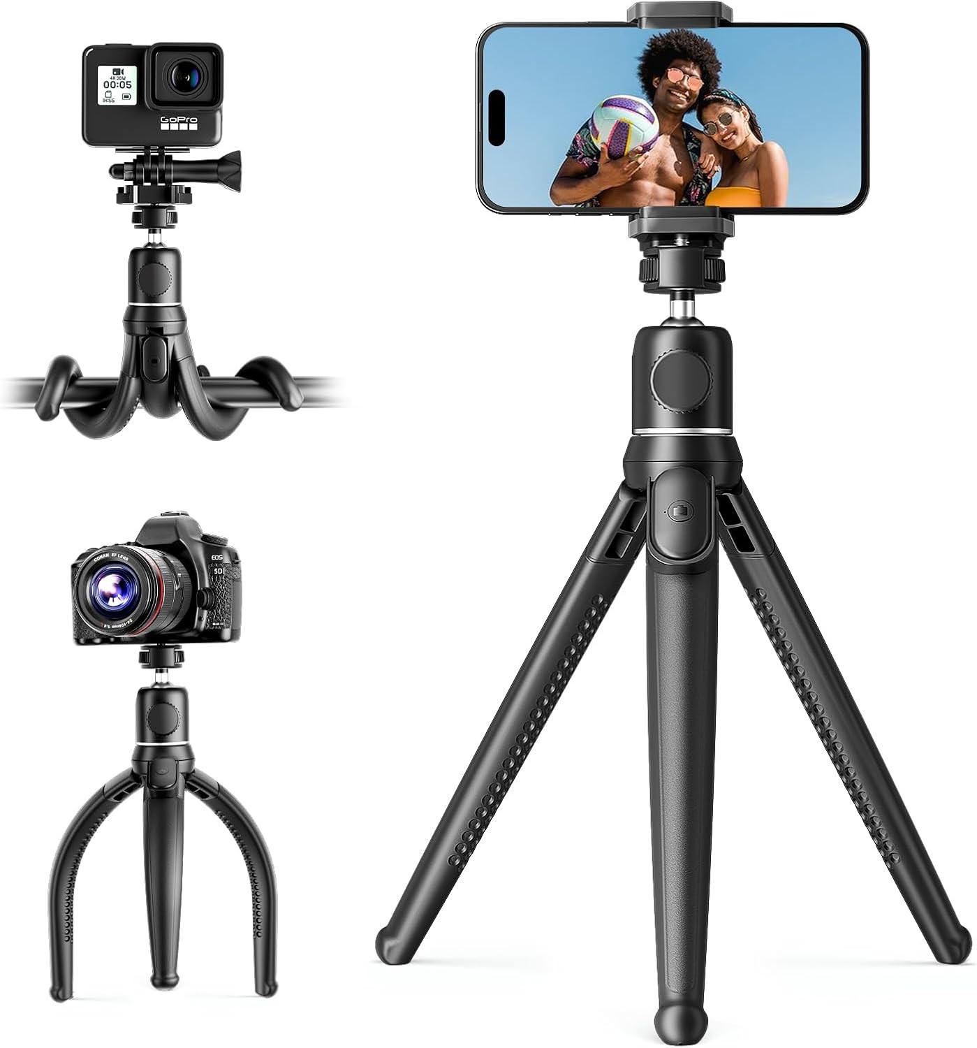 Ubeesize Camera Tripod with Remote, Flexible Tripod Stand with Phone Holder and