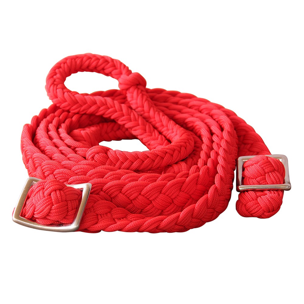 61BH Hilason Braided Poly Barrel Racing Contest Reins Flat 1" X 9 Ft Red